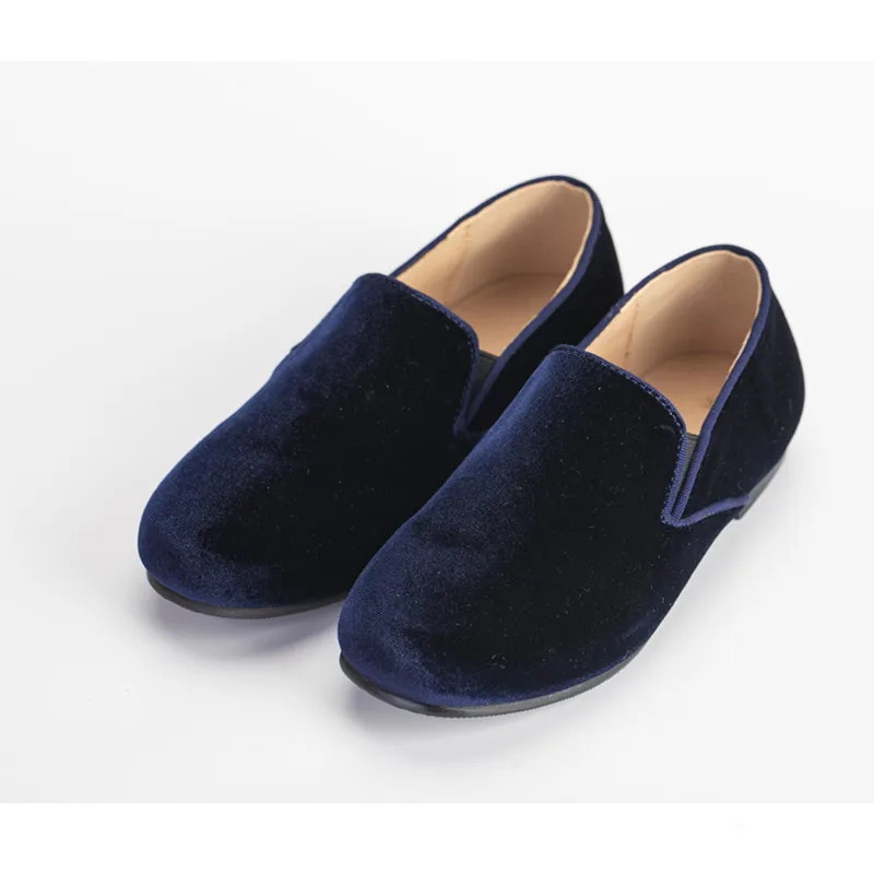 AP velvet loafers baby teen kids boys fashion fall winter velour casual flat slip shoes boy leather black blue gray shoe 241028