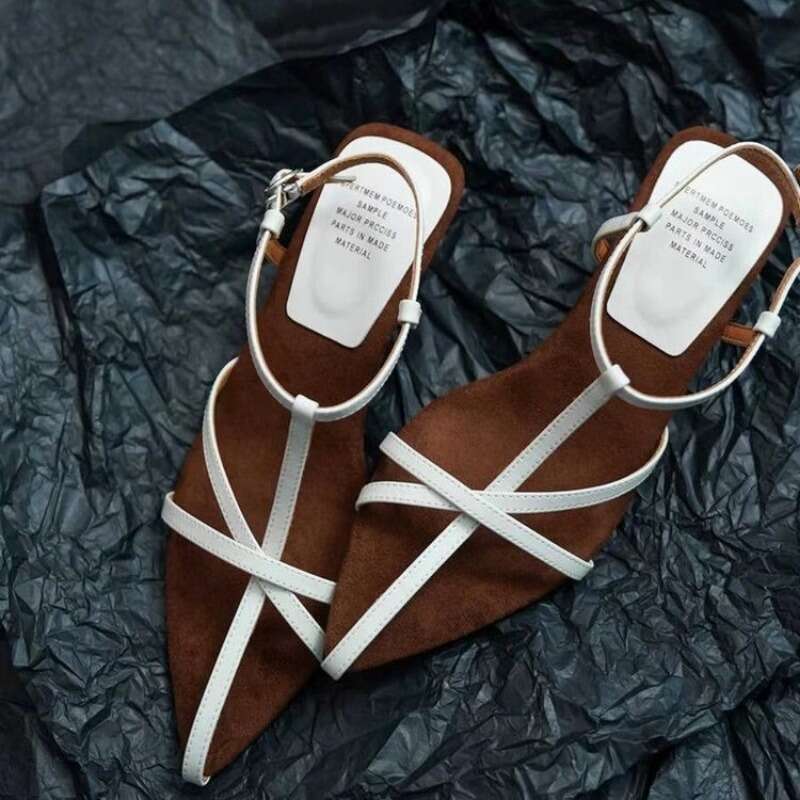 Women's Designer Sandals 2024 Summer Fashion Pointed Toe High Heels Simple Thin Strap Female Sgback Sandal Sandalias De Mujer