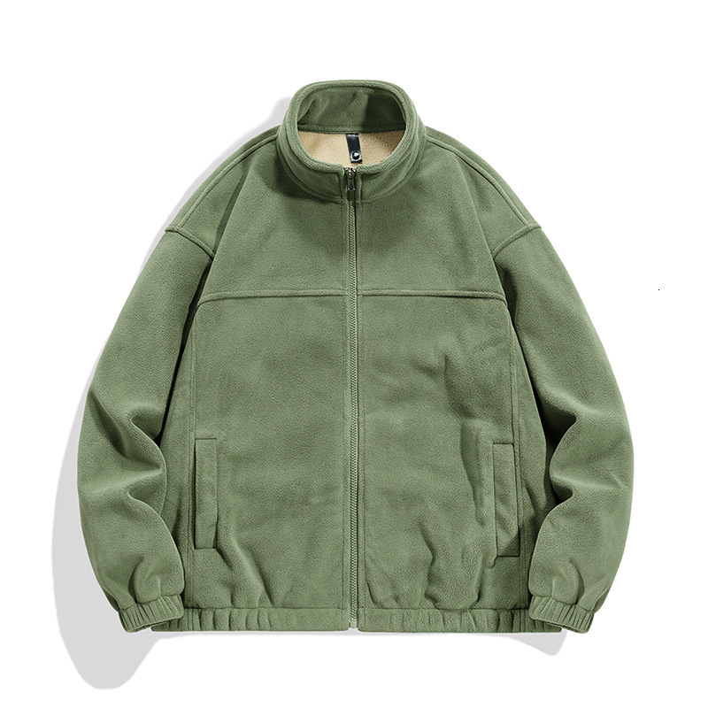 2024 New Designer Winter Plush Warm Cardigan Sweater Solid Color Trendy Wool Thick Collar Jacket Men's Top