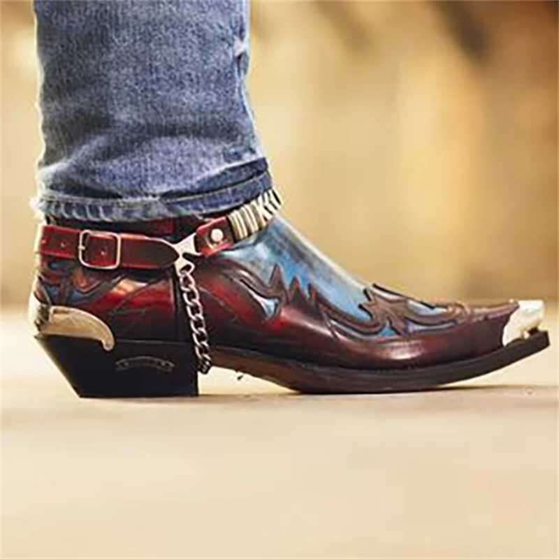 Men PU Color Matching Emed Western Cowboy Wear-resistant Leather Pointed Toe Fashion Trend Thigh High Boots Botas Mascua 241108