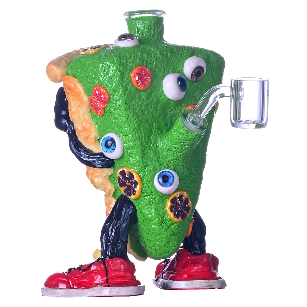 6.7in,Polymer Clay Cartoon Pizza Monster Glass Smoking Item,Evil Eyes With Glow In The Dark,Glass Bong,Glass Water Pipe With 10mm Glass Blow,Smoking A