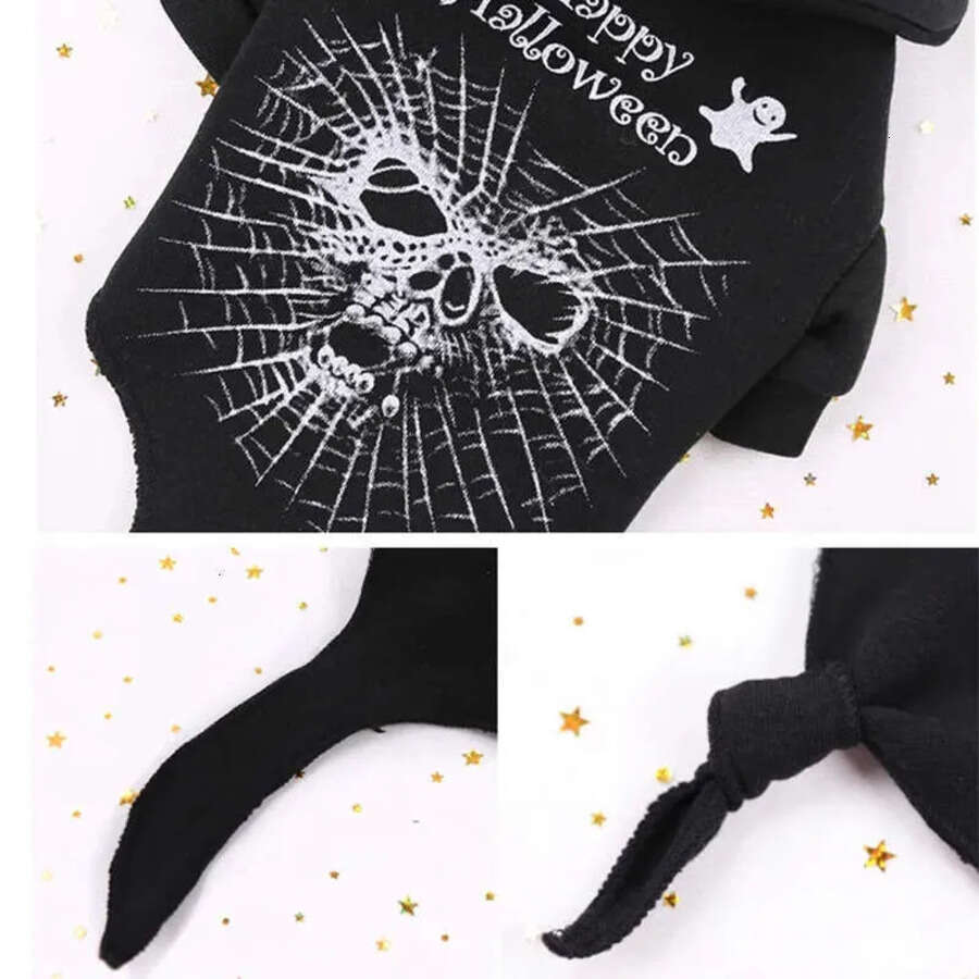Halloween Fleece Thicken Hoodies Puppy Kitten Clothes Dog Cat Costume Black Skull Sweater Winter Warm Pet Clothing Bh2343 TQQ
