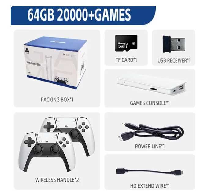 M15 Plus Mini Video Game Console Game Stick 4K 30000+Retro Gaming TV Handheld Game Console Dual Game Board HD Output Gaming Y241029
