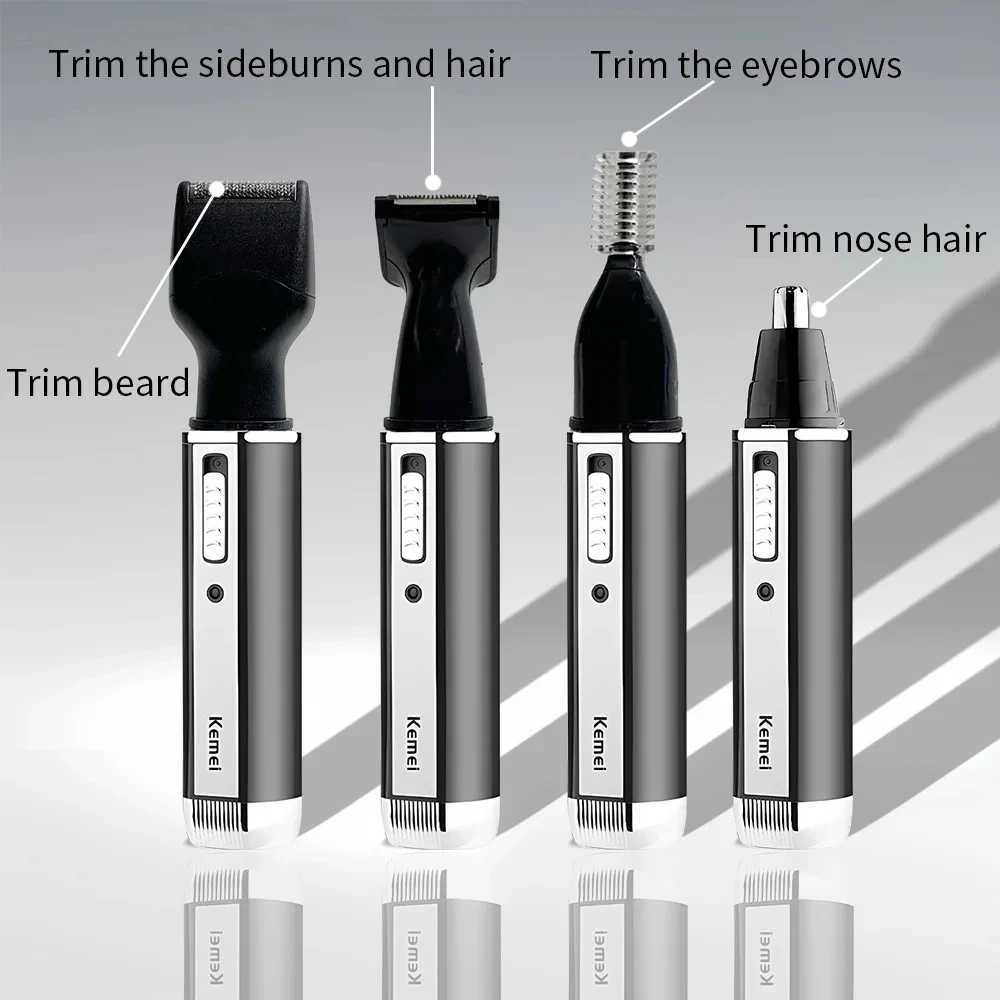 Kemei KM-66304-in-1 Professional Electric Rechargeable Nose Ear Hair Trimmer Shaver for Mens Personal Care Tools W241212