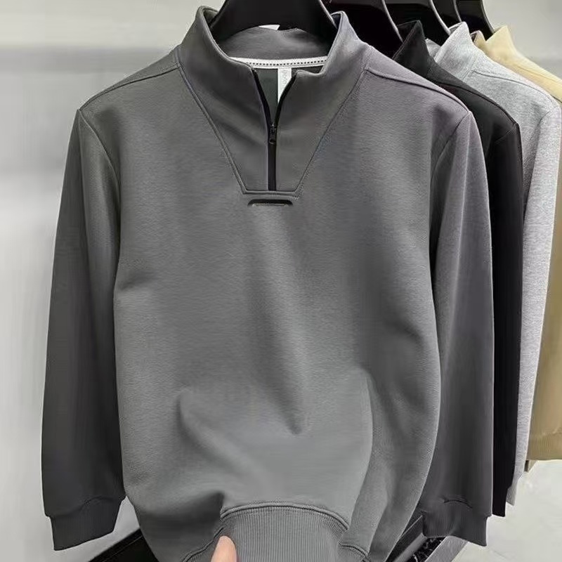 Men's casual high-end explosive half zipper pullover no hat autumn hoodie design sense of new fashion brand loose all match outside wear