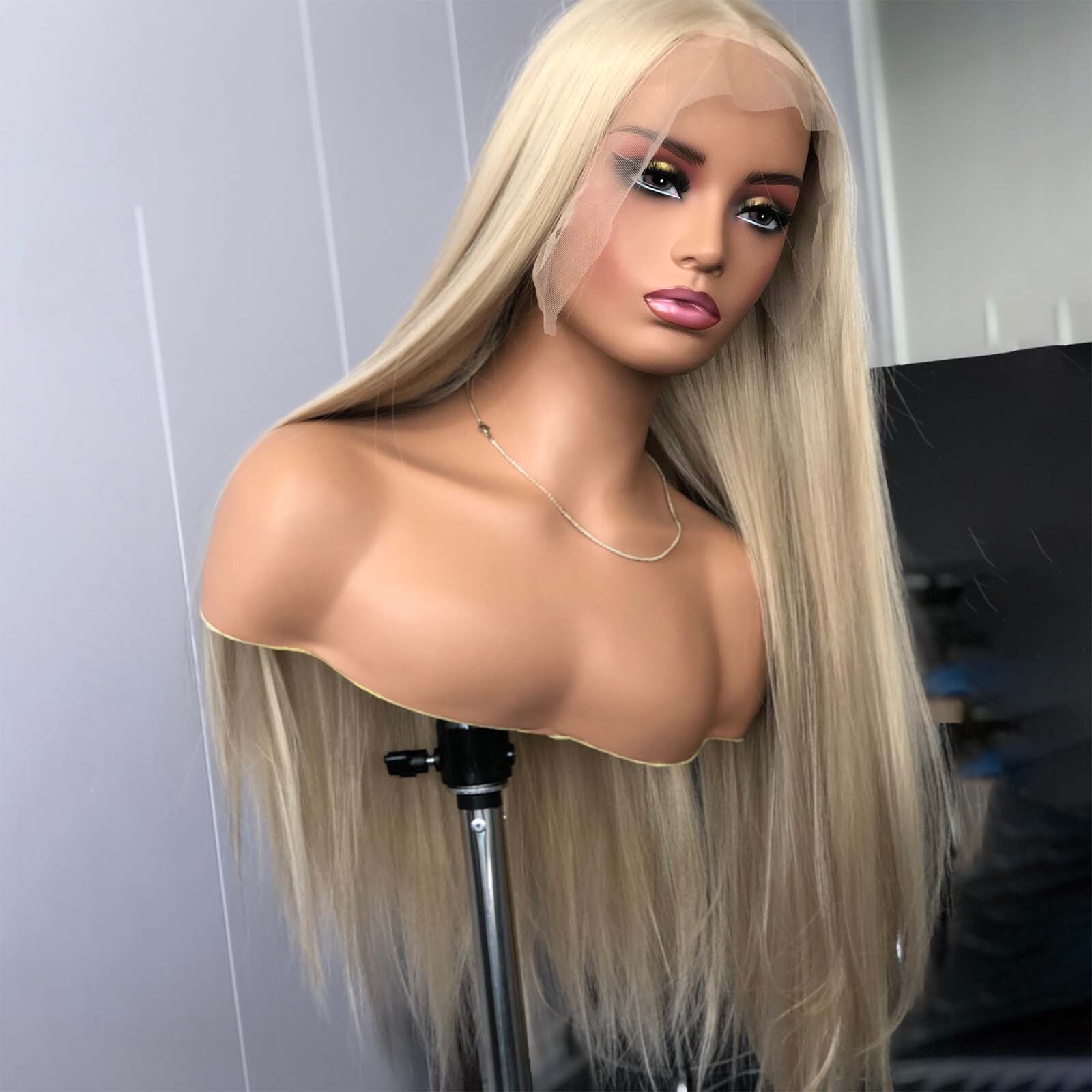 13X6 Ash Blonde Lace Front Wig Synthetic Wigs for Women Long Straight Light Blond Frontal Glueless Natural Haire Daily Party