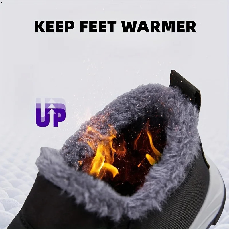 Womens Fleece Lined Snow Boots Winter Warm Waterproof Slip On Ankle Boots Thermal Outdoor Short Boots 241025