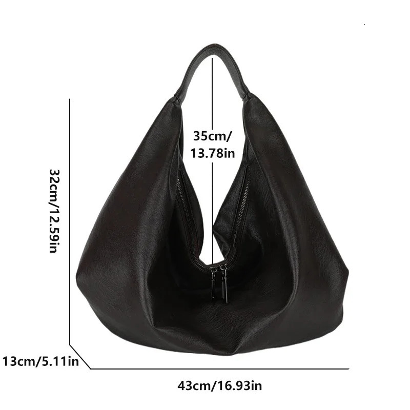 Black Shoulder Bags for Women Large Hobo Shopper Bag Solid Color Quality Soft Leather Crossbody Handbag Lady Travel Tote Bag 241025
