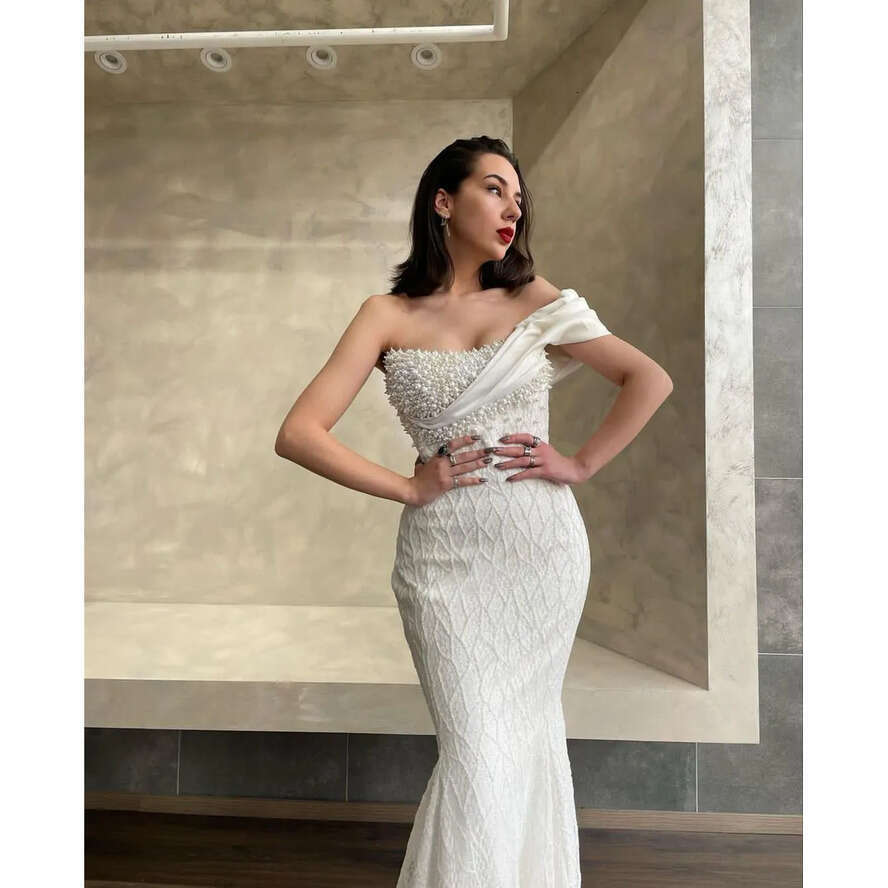 Prom Elegant Sleeveless Strapless Bateau One Shoulder Appliques Sequins Beaded Dresses Lace Or Length Evening Dress Plus Size Custom Made