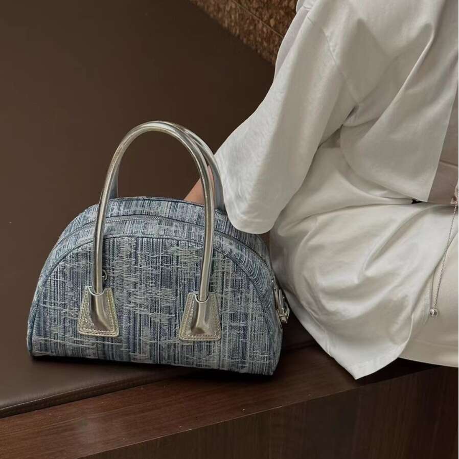 Popular Metal Series High Quality Leather Bowg Bag Half Round Design Women's Shoulder Diagonal Purse Large Capacity
