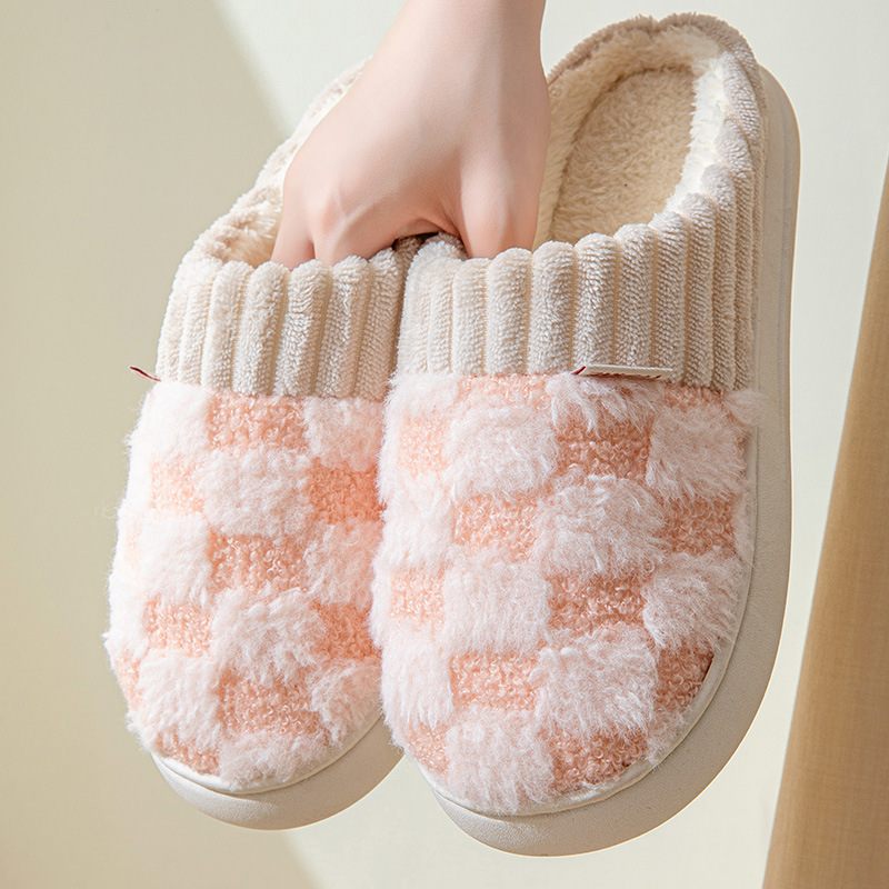 High quality autumn and winter indoor home anti slip thick bottom couple bedroom wearing NEW hot plush cotton slippers for women