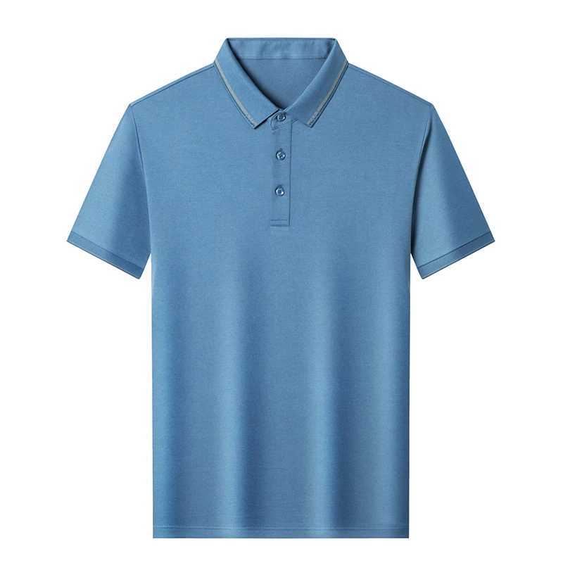 Solid Color Short-Sleeved T-shirt Mens Lapel Half-Sleeve Top 2024 Summer Versatile Business Casual Classic Polo ShirtXJ250108