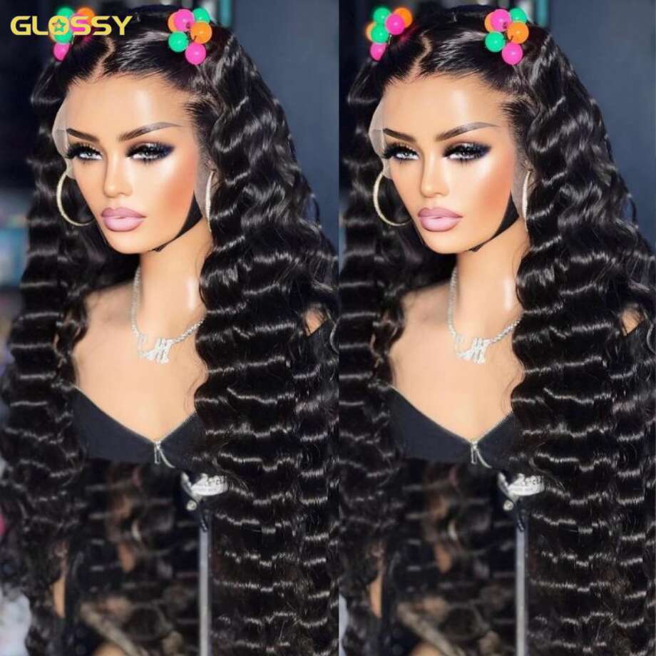 Loose Deep Wave Wig x HD Transparent Curly Lace Front Human Hair Wigs For Women Water Frontal