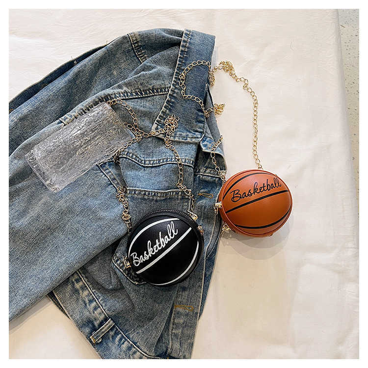 CMM Bag Daughter Boys Pu Basketball Coin Purse Single Shoulder Chain Crossbody Bag Summer New Fashion Mini Round Bag