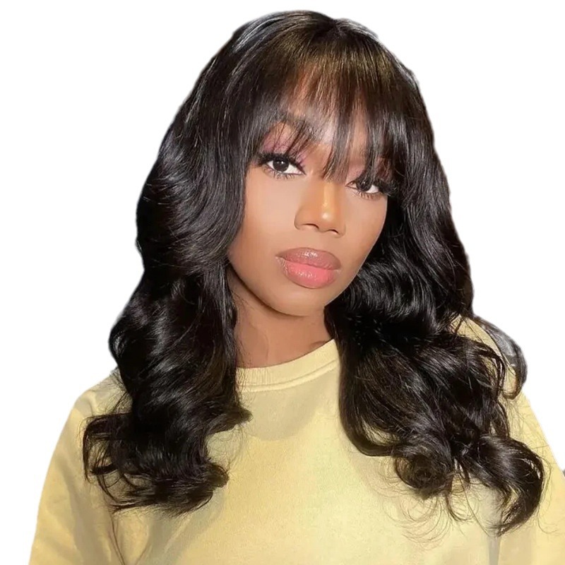 Wig for women chemical fiber medium-long curly hair air bangs foreign trade wig