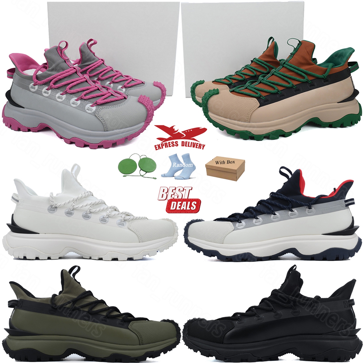 Designer Outdoor Shoes Trailgrip Lite 2 sneakers Men women black contrasting counter print opening front lace up fastening Vibram rubber sole Travel hiking boots