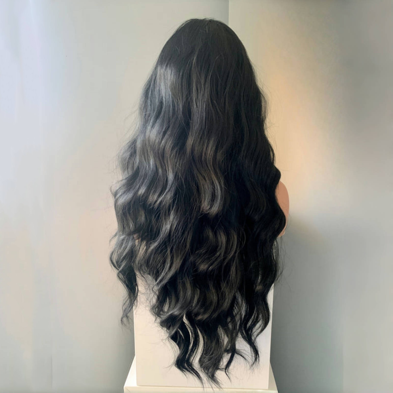 13X4 Loose Deep Wave Synthetic Front Wig Long Black Colored Natural Wavy Lace Frontal Curly Wigs for Women Party