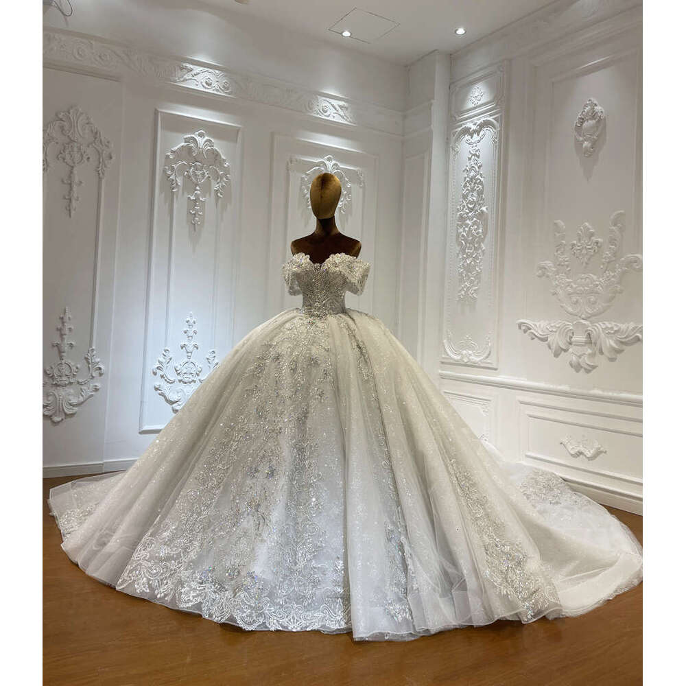 Colorful Beading Off The Shoulder New Design Bridal Ball Gown Wedding Dress