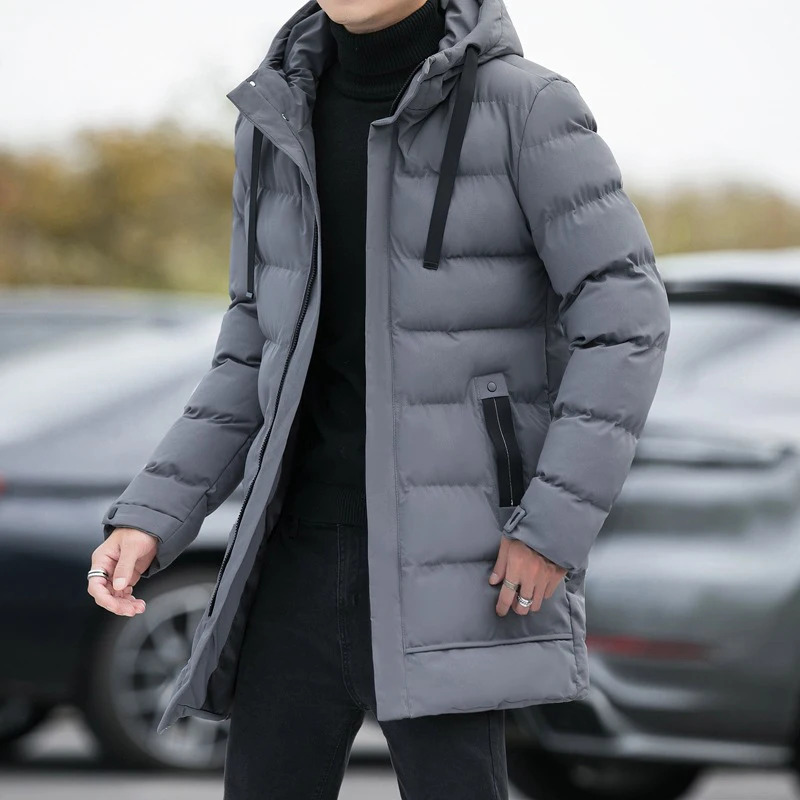 Men Warm Long Puffer Jacket Thicken Quilted Midlength Hooded Coat Winter Casual Outwear Overcoat Parka 241024