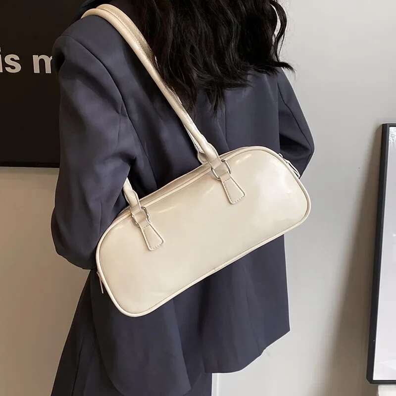 Color Solid PU Leather Underarm Bags For Women 2025 Spring Korean Fashion Retro Simple Shoulder Bag Lady Handbags And Purses
