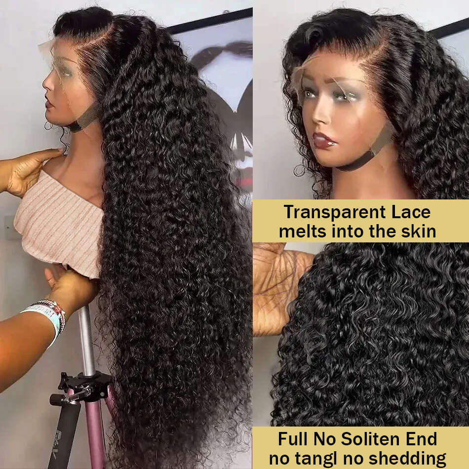 Density x Deep Wave Wig Brazilian Hair Hd Lace Front Curly Frontal Human Wigs For Black Women