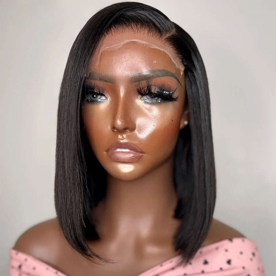 x Lace Front Wig Bob Human Hair Straight Density Transparent Frontal Wigs short bob hair lace front wig For Women