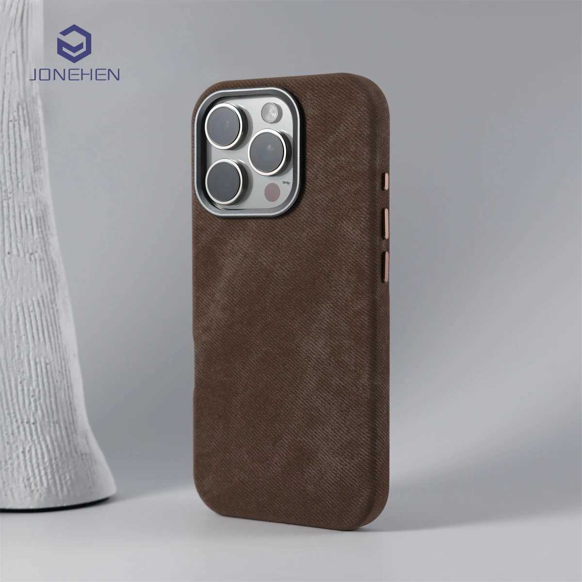 Luxury Fiber Leather For Phone Case For iPhone 16 15 14 13 12 Pro Max Plus Magnetic Wireless Charging Shockproof CoverLX241028