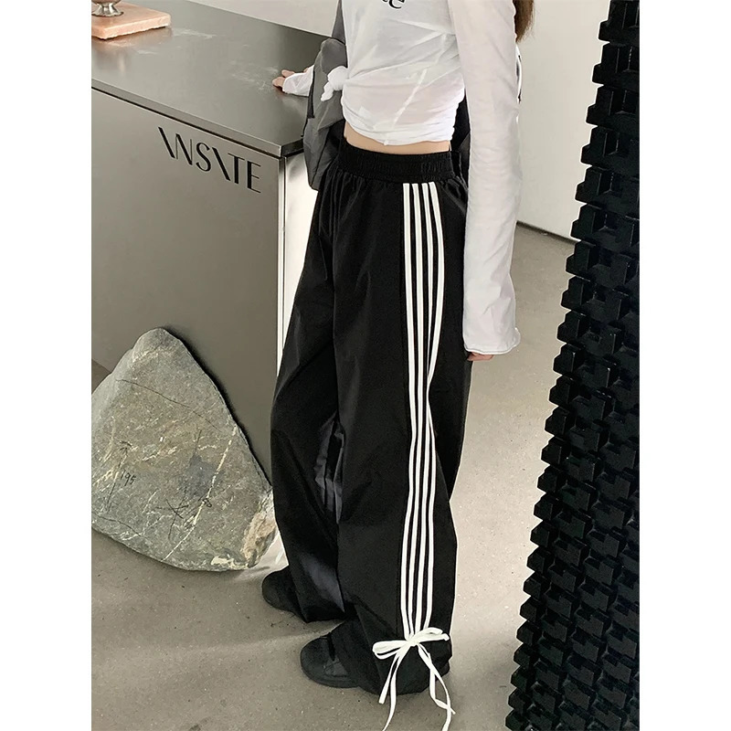 Womens Striped Sweatpants Baggy Casual Y2k Streetwear Elastic Waist Wide Leg Pants Sporting Trousers Clothes 90s Gothic Hiphop 241024