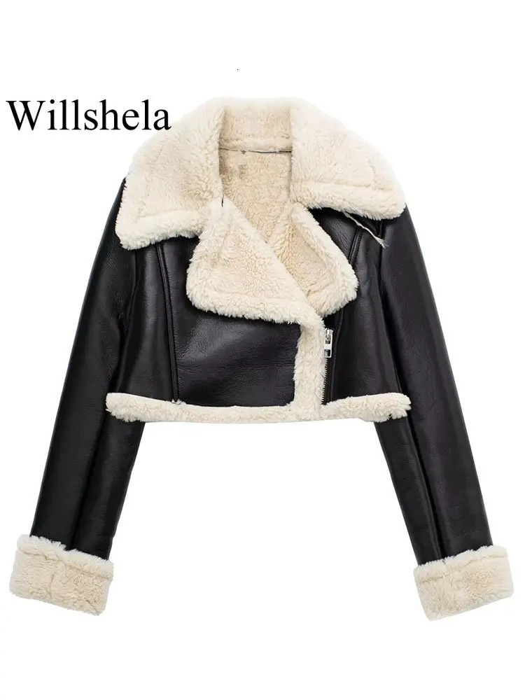 Willshela Women Fashion Solid Front Zipper Jackets Vintage Lapel Neck Long Sleeves Female Chic Lady Outfits 241024