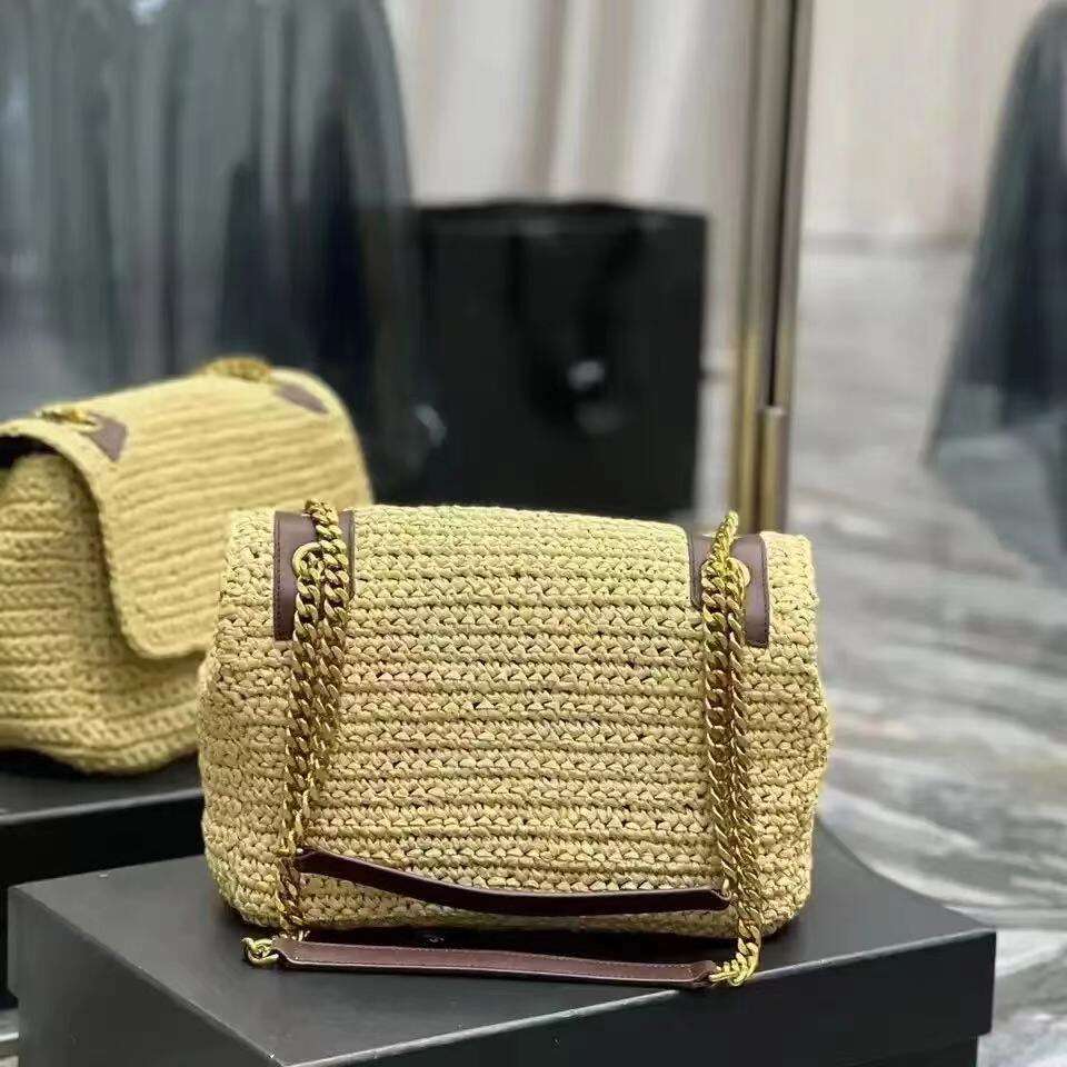 New Lafite Woven One Shoulder Retro Chain Beach Holiday Gift Handbag Women's Messenger Bag