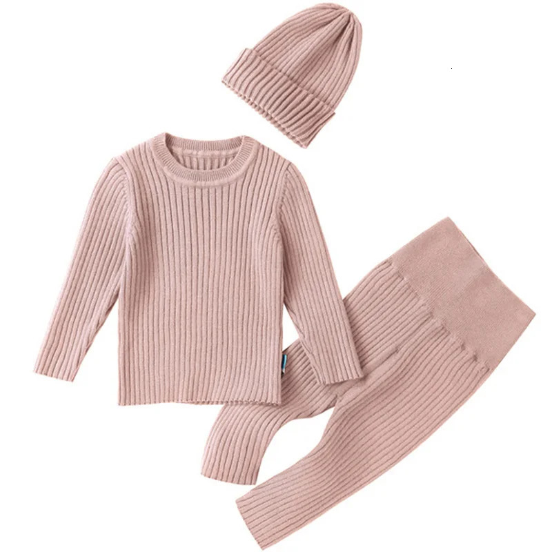 3pcs Sweater Sets Baby Boy Clothes Sets Kids Boys Girls Autumn Winter Knit Clothing Suit born Toddler Outfits Tops Pants 1-4Y 241028