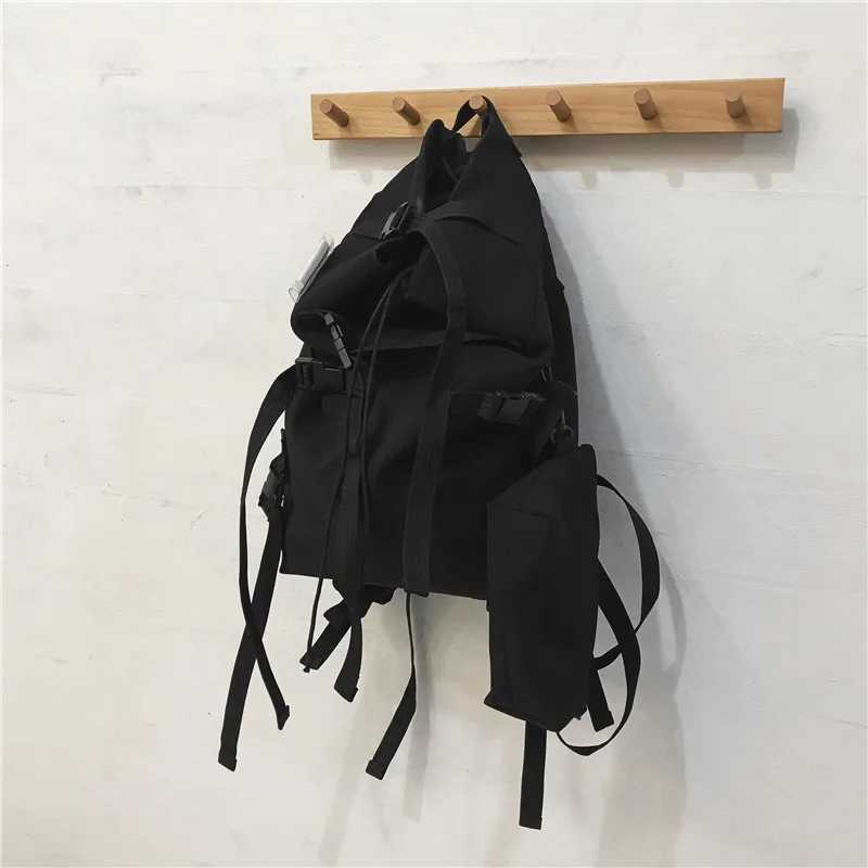 2024 Functional Hip Hop Tactical Techwear Backpack Men Women Drawstring Ribbons Outdoor Motorcycle Travel Casual School Bags 241028