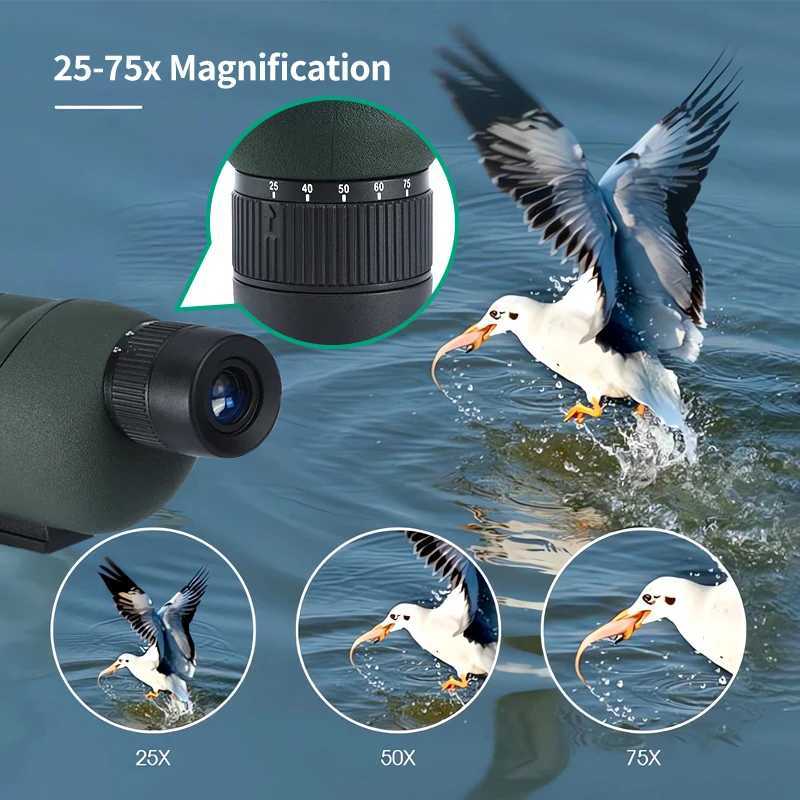 25-75x60 Zoom Spotting Scope ED Lens Powerful Monocular Bak4 Prism Telescope For Outdoor Camping Bird Watching ShootingXJ241028
