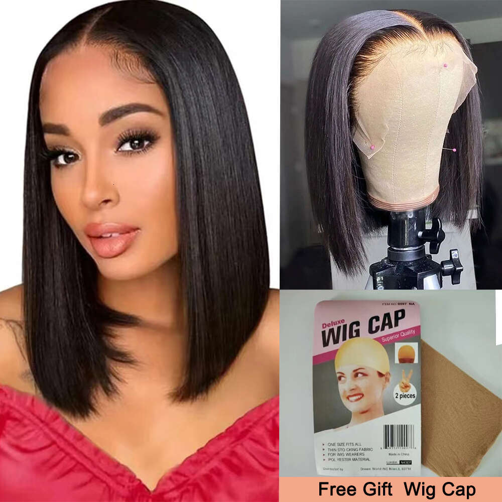 x Lace Front Wig Bob Human Hair Straight Density Transparent Frontal Wigs short bob hair lace front wig For Women