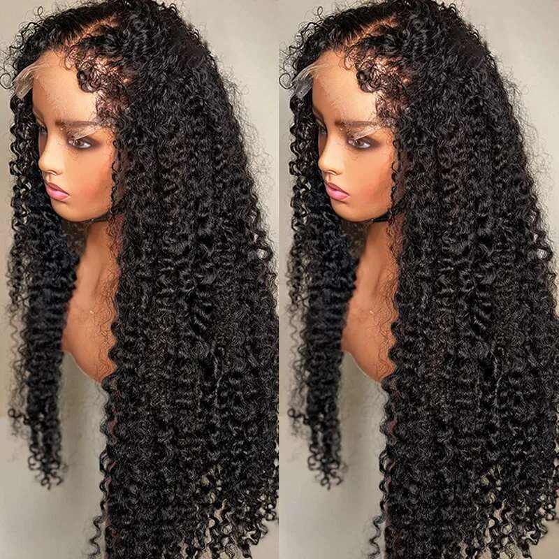 Kinky Curly C Edges Baby Hair Lace Wigs Human x HD Frontal Wig Afro Front