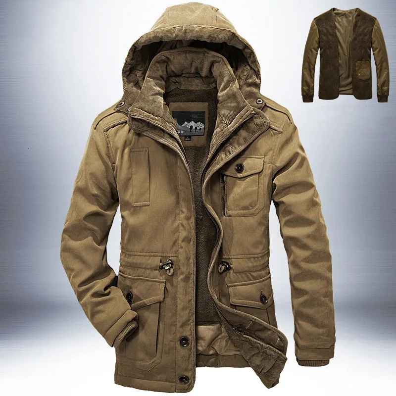 Military Thicken Fleece CottonPadded Warm Winter Jacket Men Parkas Wool Waterproof Jackets Male Heavy 2 in 1 Coat Overcoa 241024