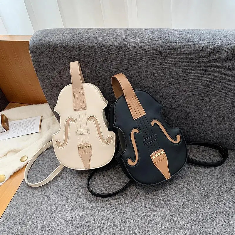 Creative Violin Female Crossbody Bag PU Leather Small Backpacks for Women Thread Ladies Fashion Shoulder Bag 241025