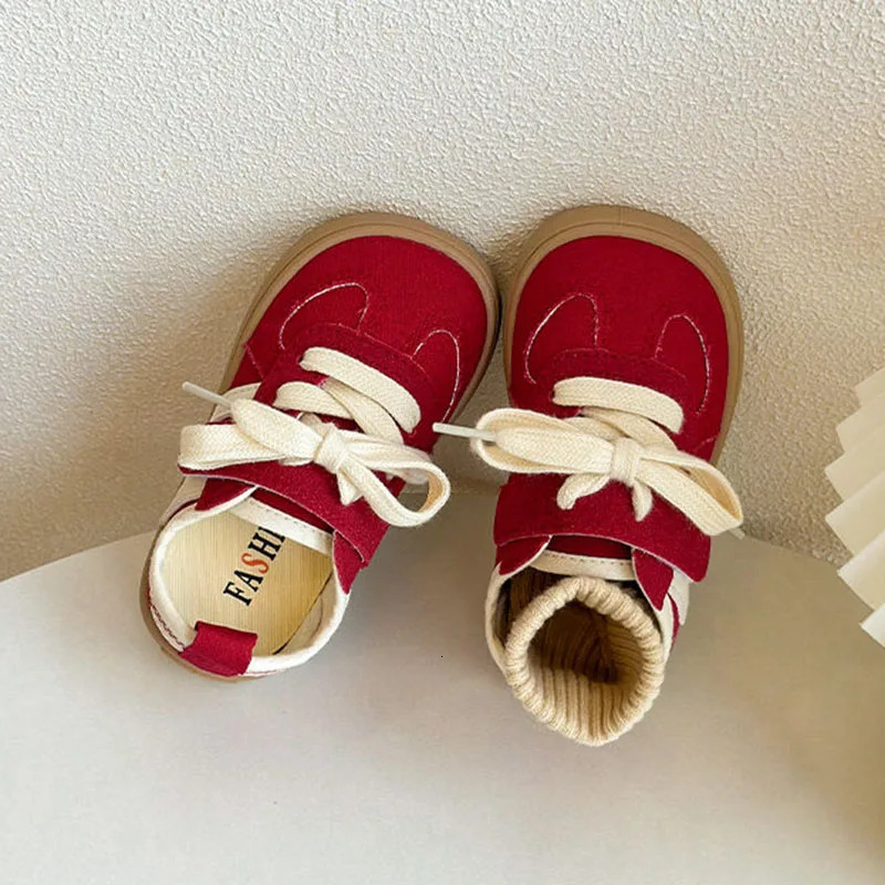 Korean Kids Canvas Shoe 2024 Toddler Baby Shoes Spring Autumn Boys Casual Shoes Soft Sole Breathable Girls Red Canvas Shoes 241028