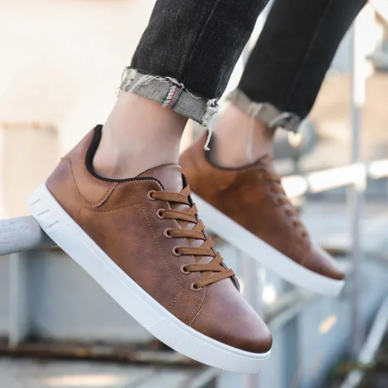 Classic Men Leather Shoes Spring Summer Trendy All-match Platform Casual Shoes Loafers British Leather Sneakers Flats Shoes 241025