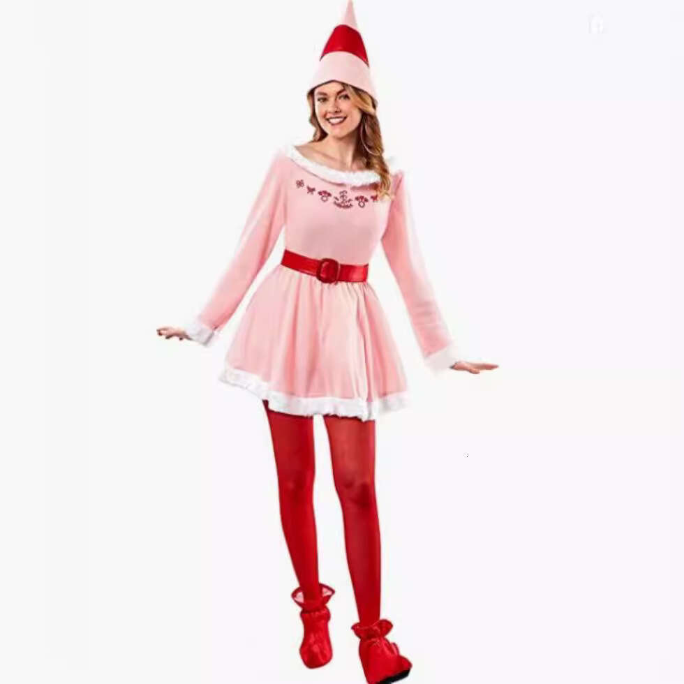 shanshi christmas clothing outfit short skirt fluffy ball adult women's Christmas outfit set DS elf role-playing party