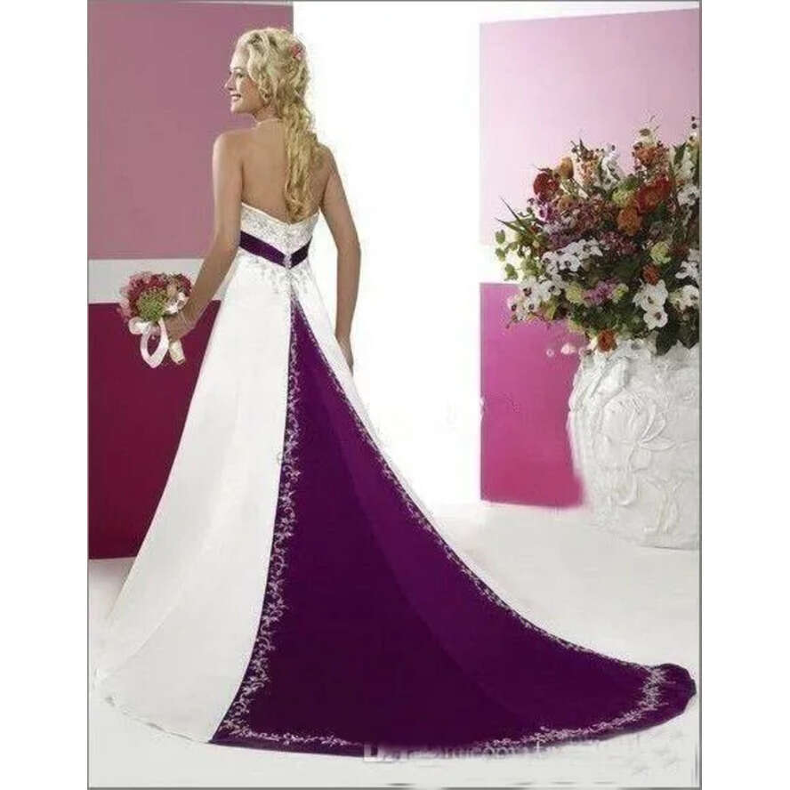 White And Red Bridal Gowns With Beaded Embroidery Empire Strapless Cathedral A E Wedding Dresses 0521