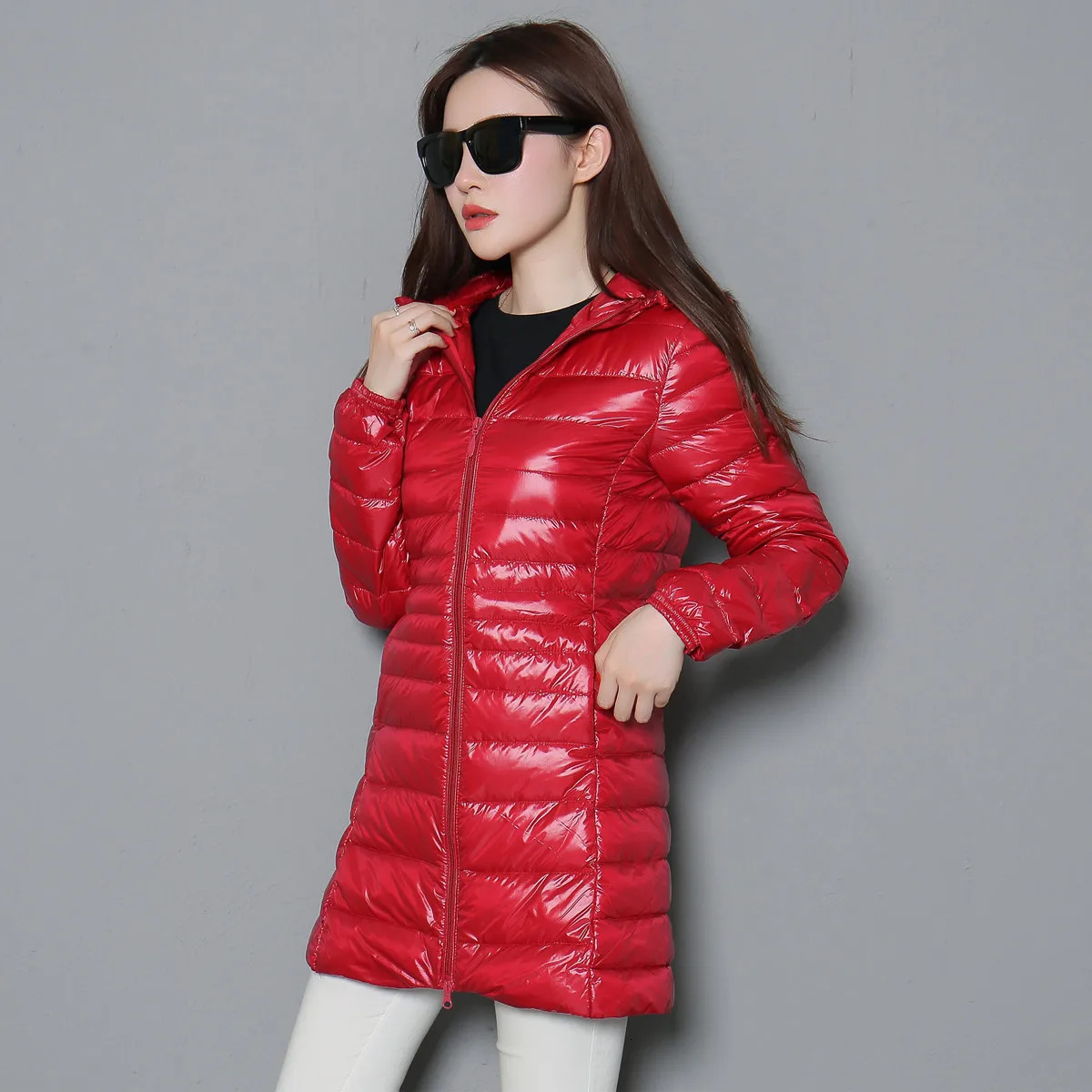 Autumn Winter Women Ultra Light Duck Down Jackets Hooded Long Puffer Down Coat Windproof Outerwear Parkas S-7XL 241028