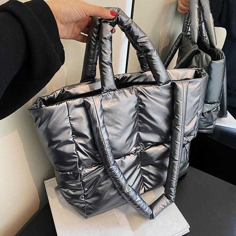 CMM Large Capacity Womens Crossbody Bag New Fashion Autumn Cotton Jacket Shoulder Bag Down Commuting Tote Bag