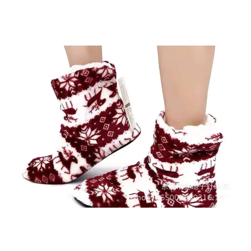 Womens Slippers Winter Floor Shoes Indoor Home Christmas Elk Fur Cotton Plush Anti S Non Slip soft deer Warm Female Boots 241025