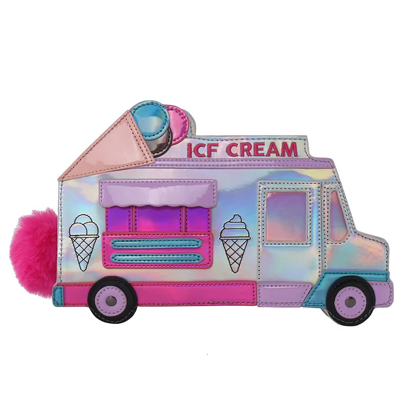 Ice Cream Car Messenger Bag Funny Personality Color Laser Shoulder Bag Women Funny Messenger Bag Crossbody Chain Bag 241025