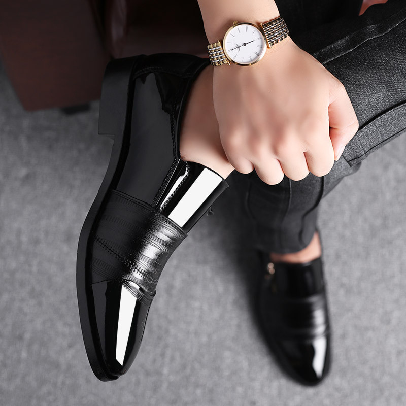 Large Size Business Formal Leather Pointed Toe Slip On Casual Lazy Shoes For Men