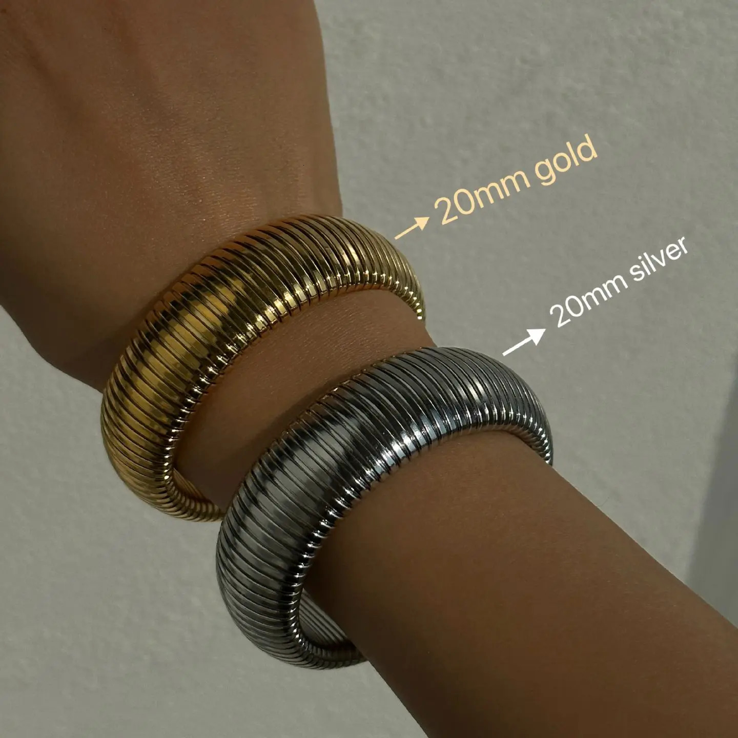 18k Gold Plated Steel Bracelet Vintage Elastic Gypsy Polishing Bangle For Women Girls Fashion Aesthetic Jewelry 241028