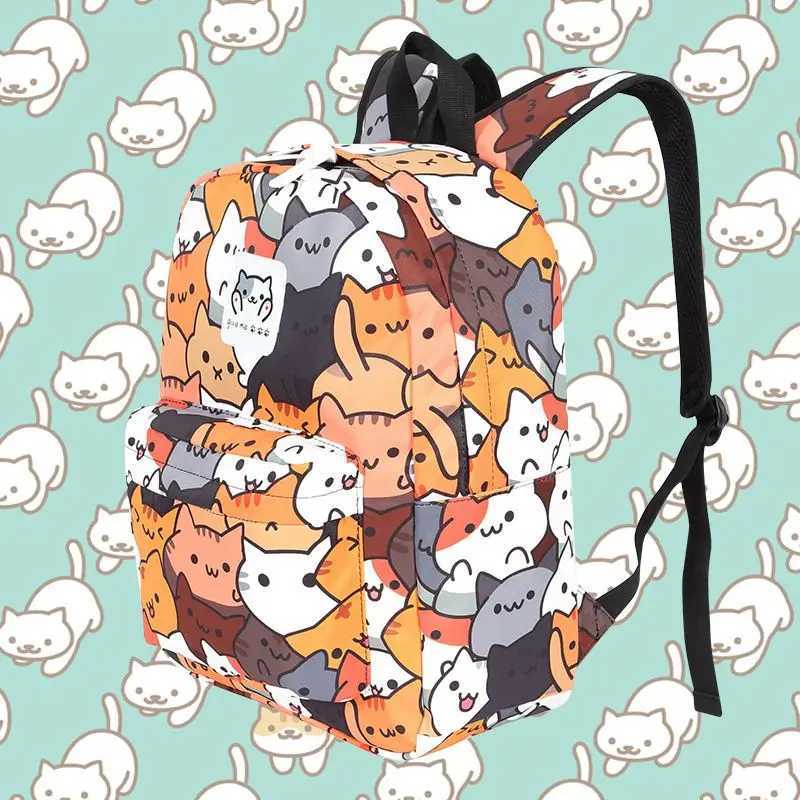 Cute Cat Boys Girls Book Bag School Backpack Travel Mochila Rucksack Student Amime Backpacks 241028
