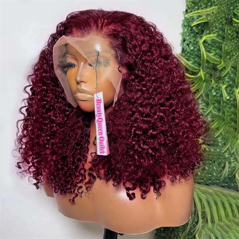Deep Water Wave Bob J Burgundy Lace Front Wigs Human Hair x Frontal Wig Short Curly Brazilian Pre Plucked