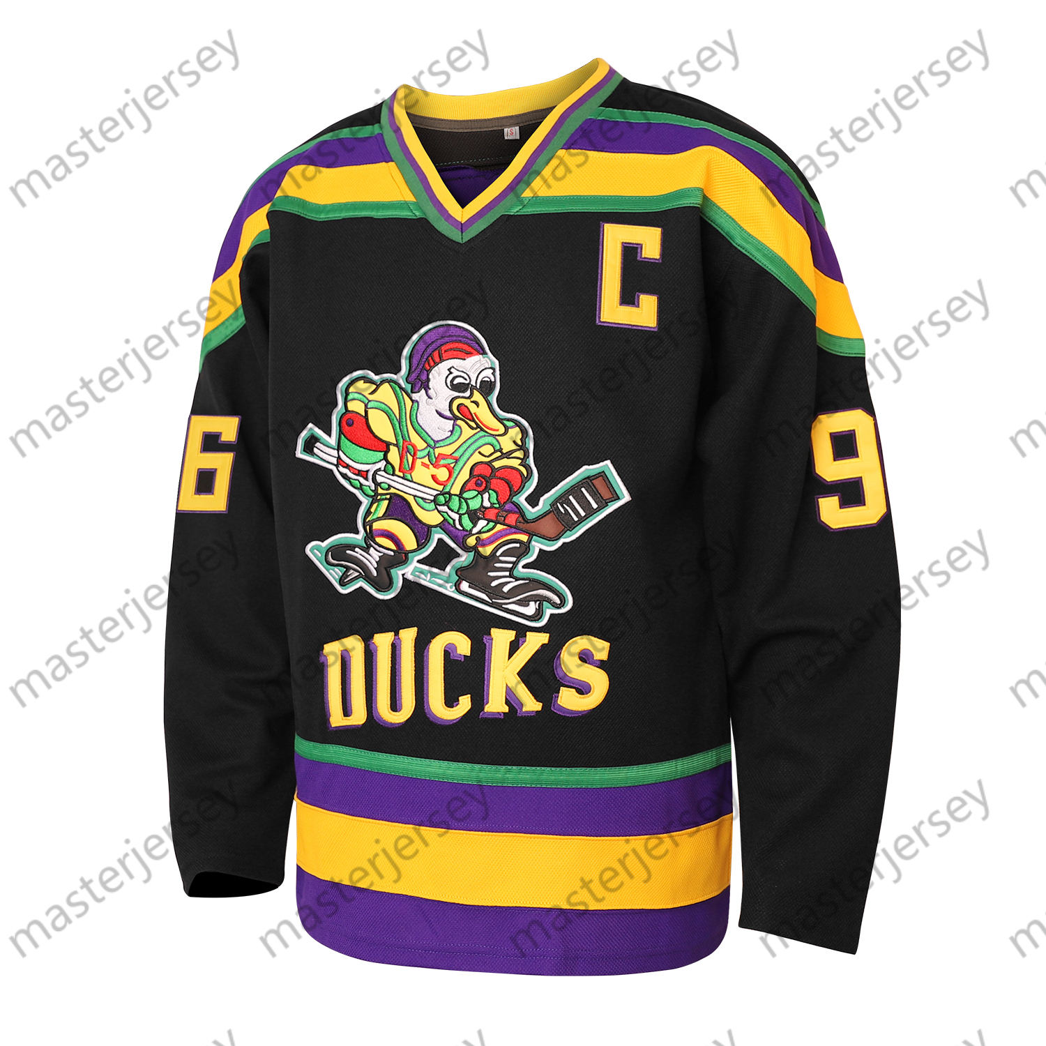 96 Mens Black Duck Hockey Jerseys Loose Fit V-Neck Stitched Ice Hockey Jersey Casual Festive Weekend Outings
